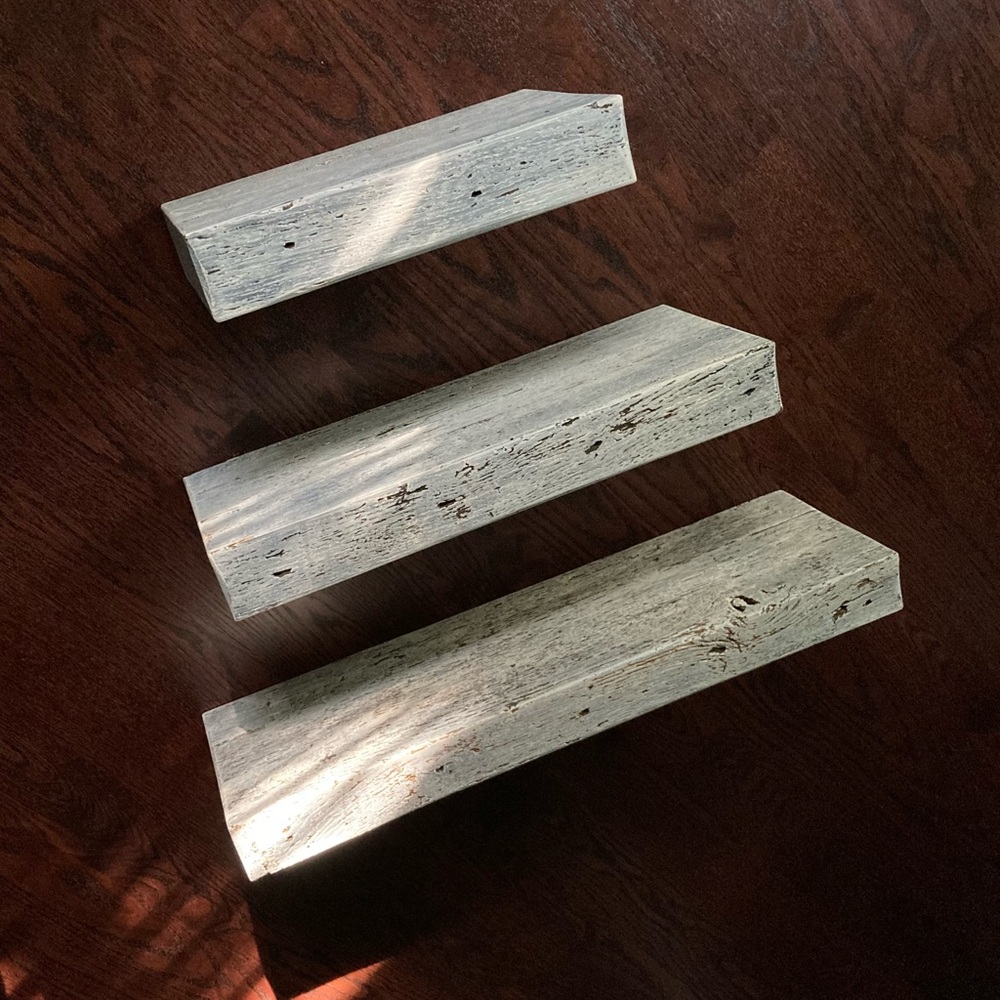Vintage Shelf Shop Set of 3 Solid White Oak Wall Mounted Floating Shelves Rustic